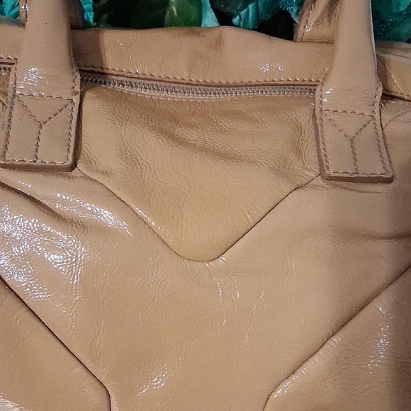 Yves Saint Laurent Vintage Patent LeatherTan Satchel, EUC - Picture 2 of 6